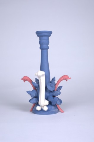 Blue Candle Holder, H22 x D15 stained porcelain, slip-casting (SOLD)