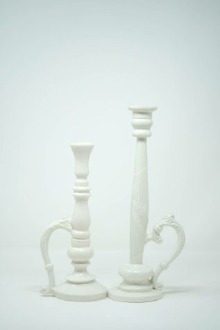 Candle Sticks with handle: H 21.5cm / 26.8cm