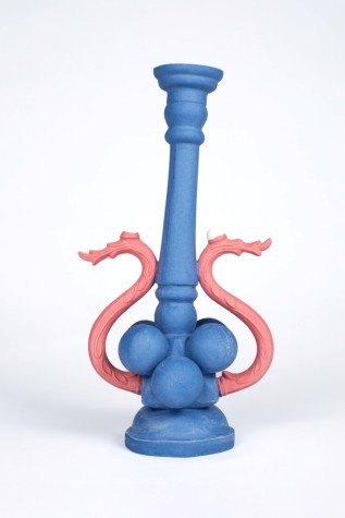 Blue Candle Holder H21 x D15 stained porcelain, slip-casting (SOLD)