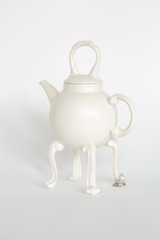 Door handles teapot, 2021. Porcelain and pewter, (SOLD)